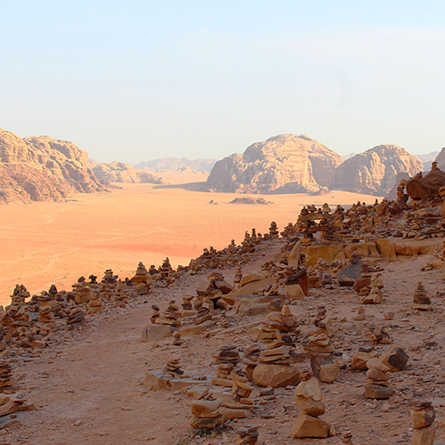 Rock sculptures in Wadi Rum desert