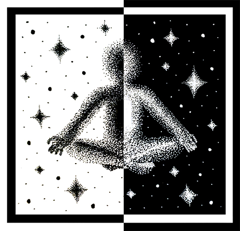 Pen Drawing of a human figure in space
