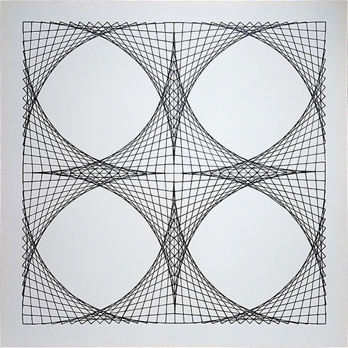 Drawing of curved lines in a square shape, making a 3D effect