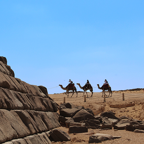 3 Camel Riders next to Pyramid of Menkaure